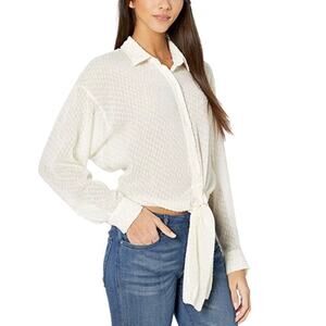 Anthropologie Bishop + Young Harper Tie Waist Blouse Cream Small